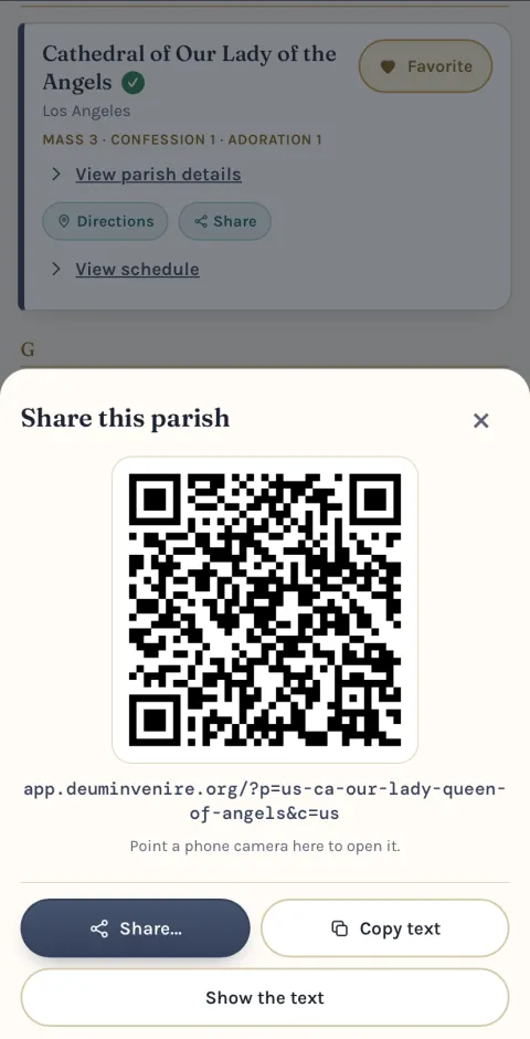 Share a parish with a QR code